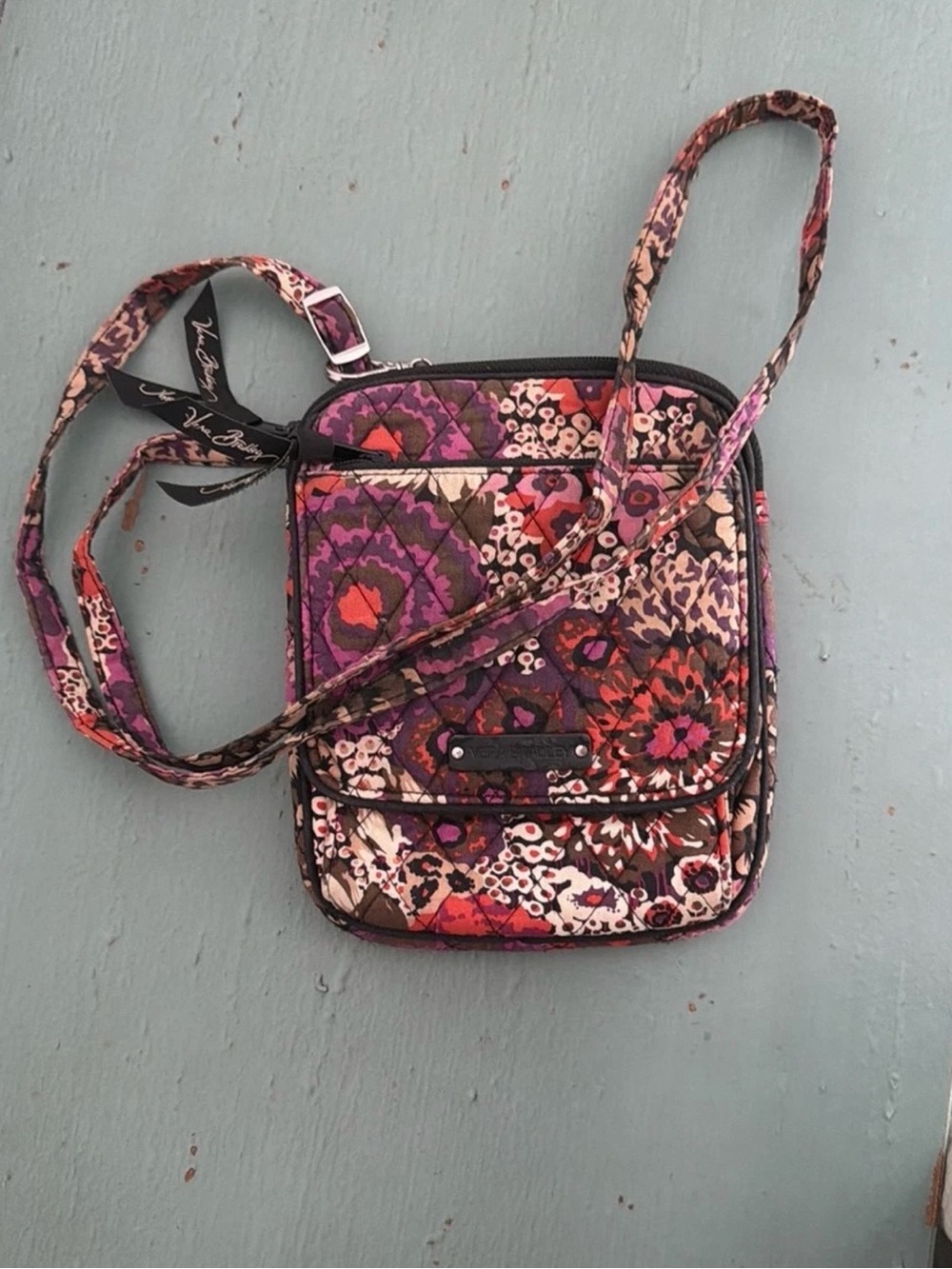 Vera Bradley Pink and Purple Floral Quilted Crossbody Bag